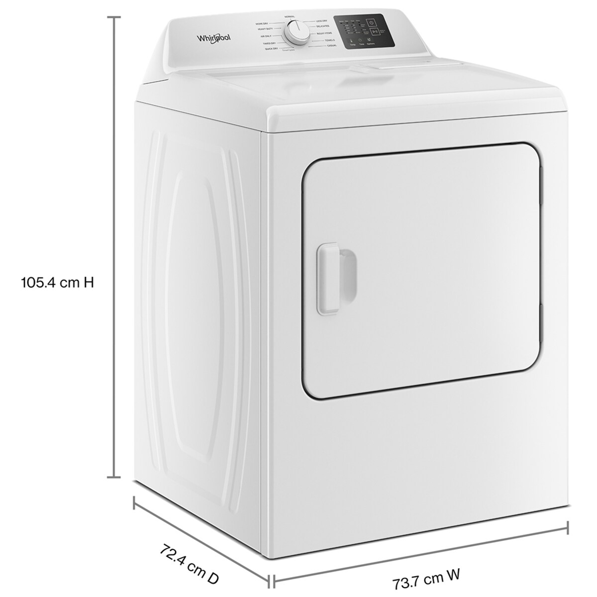 Whirlpool 29 in. 7.0 cu. ft. Electric Long Vent Dryer with Sensor Dry - White, , hires