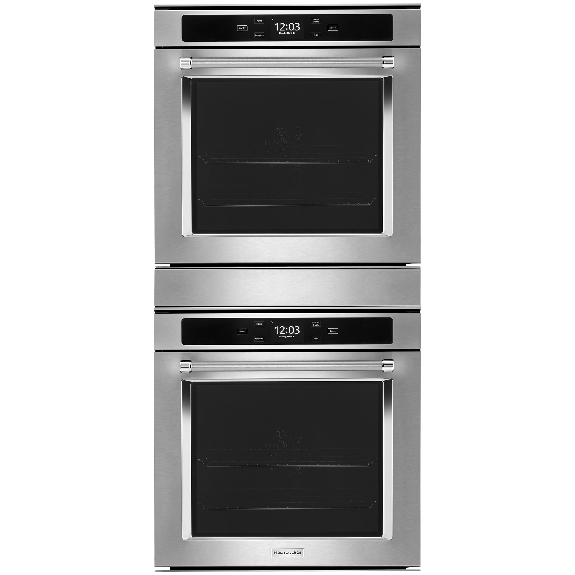 KitchenAid 24 in. 5.2 cu. ft. Smart Top Control Electric Double Wall Oven with True European Convection - Fingerprint Resistant Stainless Steel, , hires