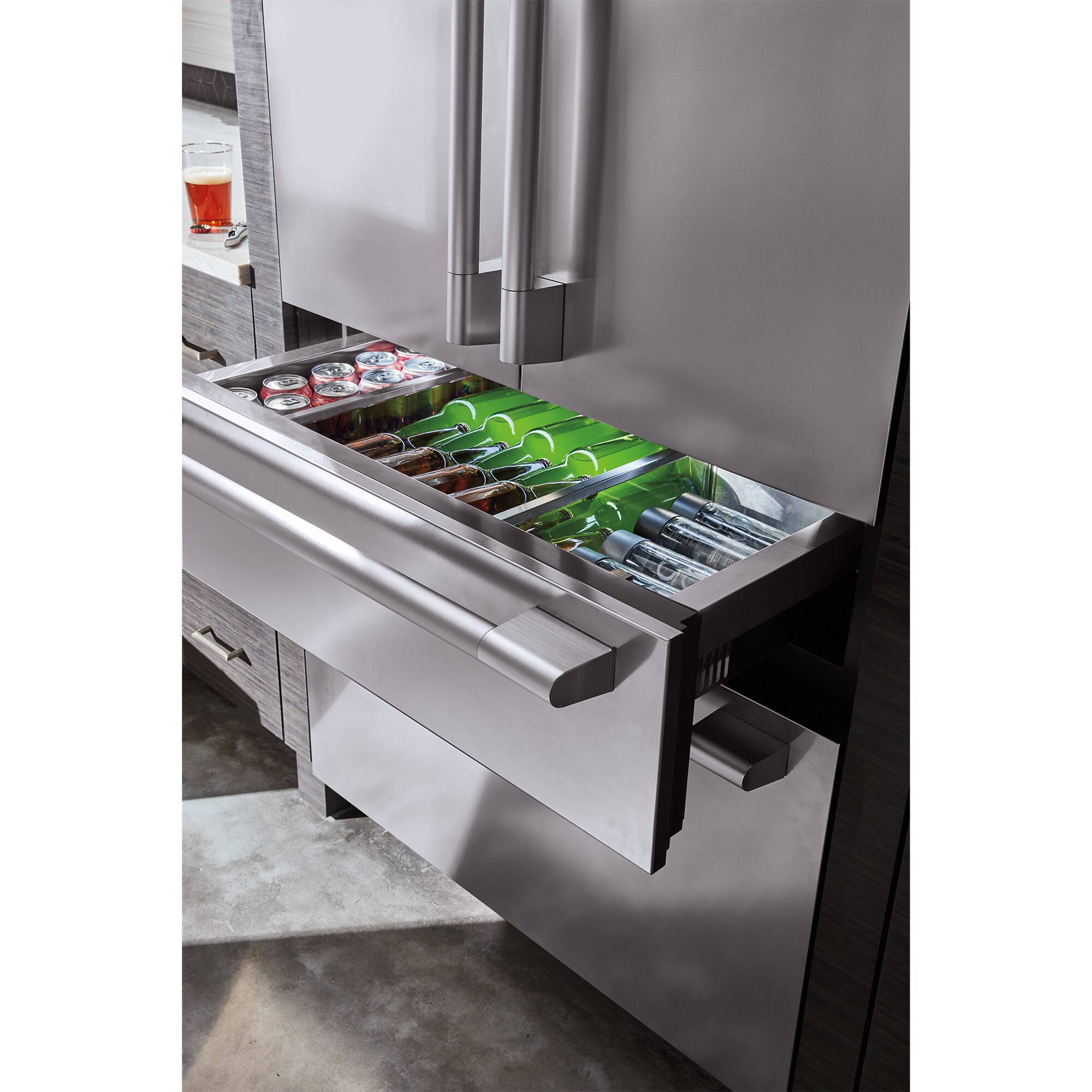 Signature Kitchen Suite 36 in. 19.3 cu. ft. Built-In Smart Counter Depth 4-Door French Door Refrigerator with Internal Water Dispenser - Custom Panel Ready, , hires