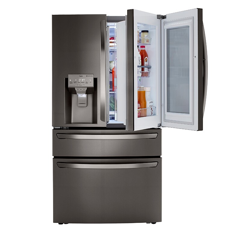 LG InstaView 36 in. 22.5 cu. ft. Smart Counter Depth 4-Door French Door Refrigerator with Ice & Water Dispenser - PrintProof Black Stainless Steel, PrintProof Black Stainless Steel, hires