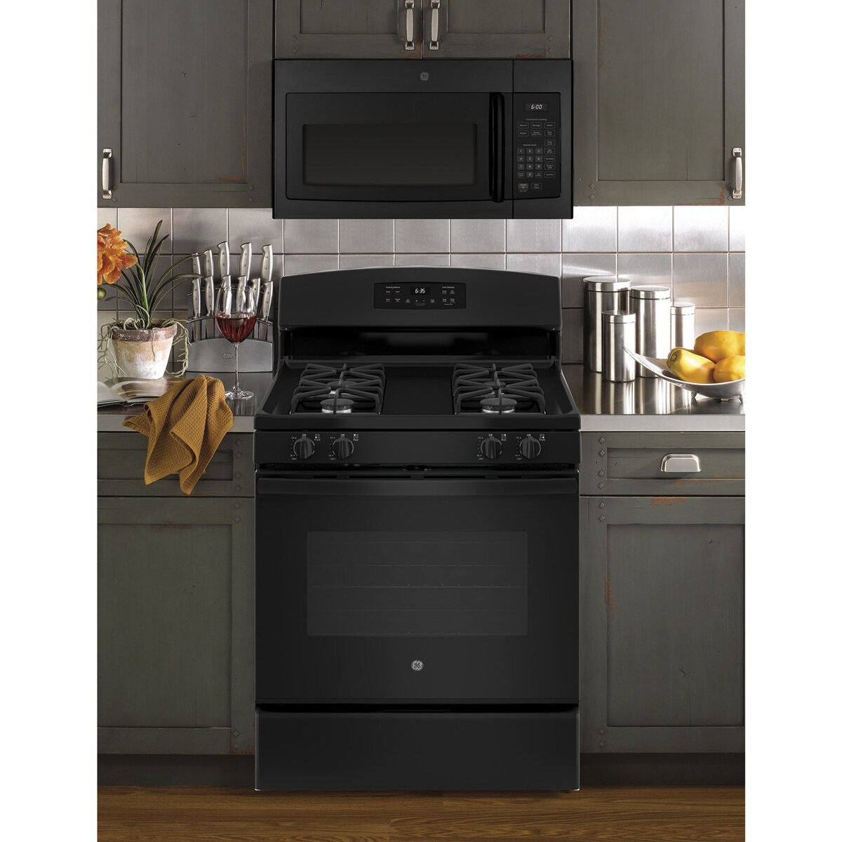 GE 30 in. 1.6 cu. ft. 1000W Over-the-Range Microwave with 300 CFM - Black, Black, hires