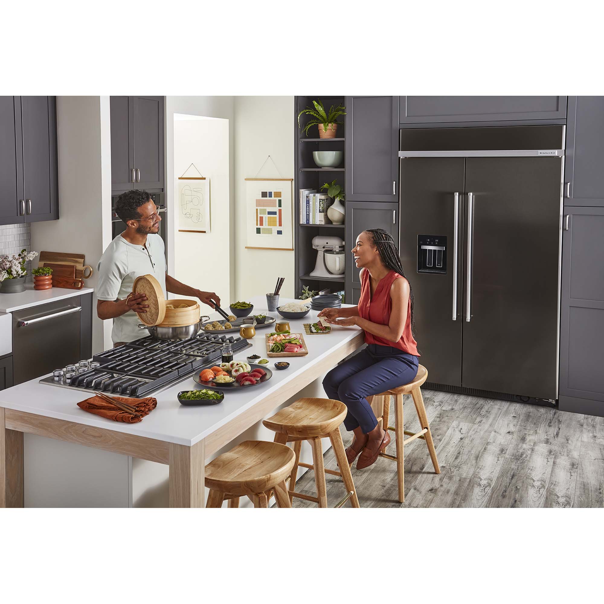 KitchenAid 36 in. 5-Burner Natural Gas Cooktop with Downdraft, Simmer Burner & Power Burner - Stainless Steel, , hires