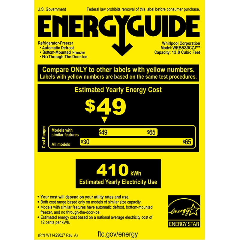 Whirlpool 24 in. 12.9 cu. ft. Counter Depth Garage Ready Bottom Freezer Refrigerator - Black, Black, hires