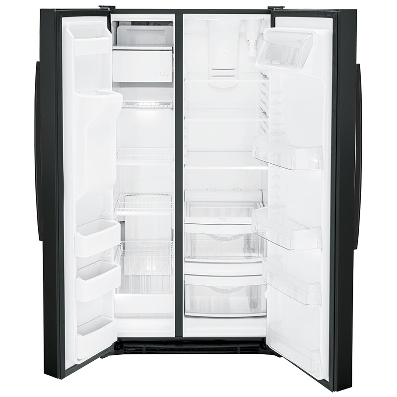 GE 36 in. 25.3 cu. ft. Side by Side Refrigerator with Ice & Water Dispenser - Black, Black, hires