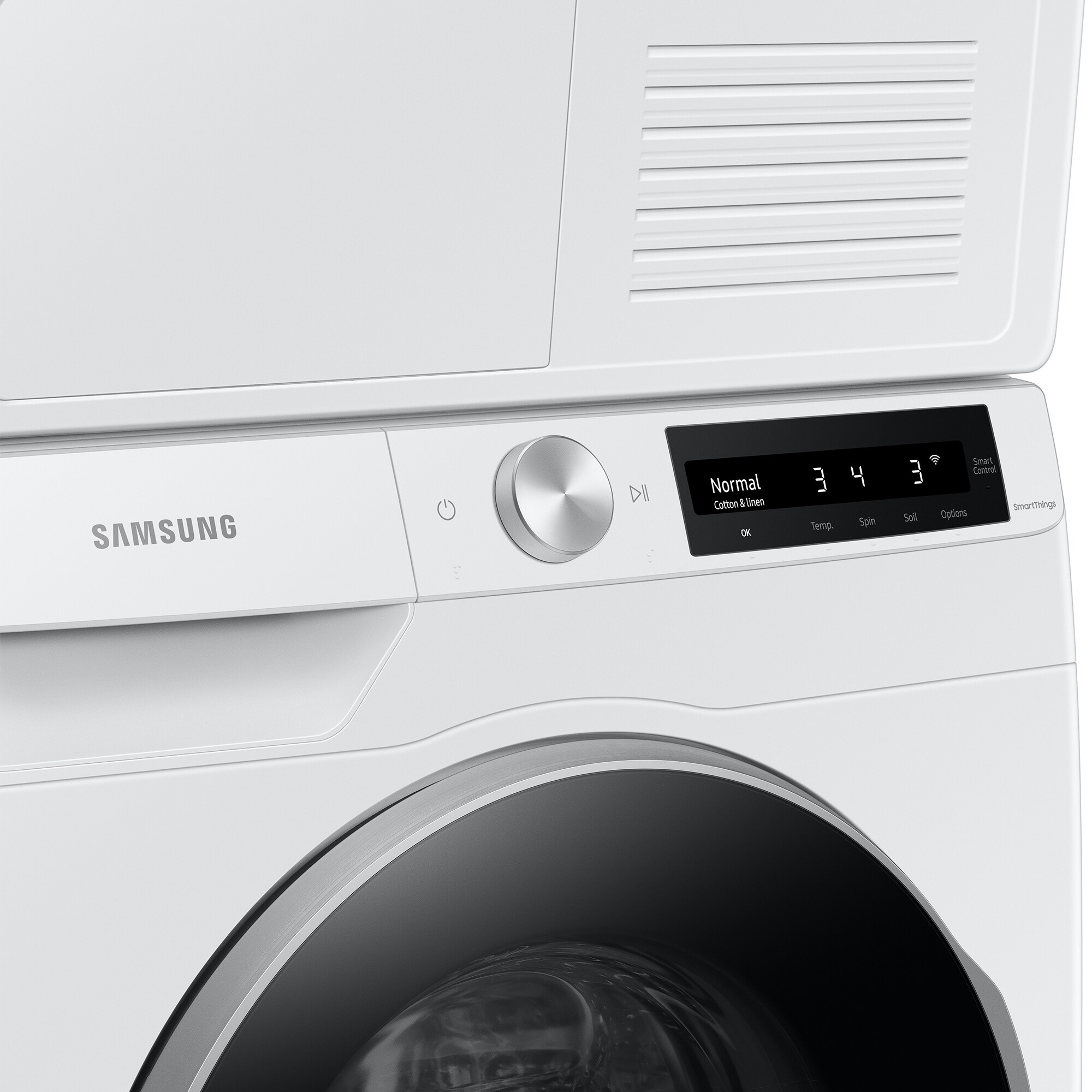 Samsung 24 in. 4.0 cu. ft. Smart Stackable Ventless Electric Dryer with Heat Pump, Sensor Dry & Sanitize Cycle - White, , hires