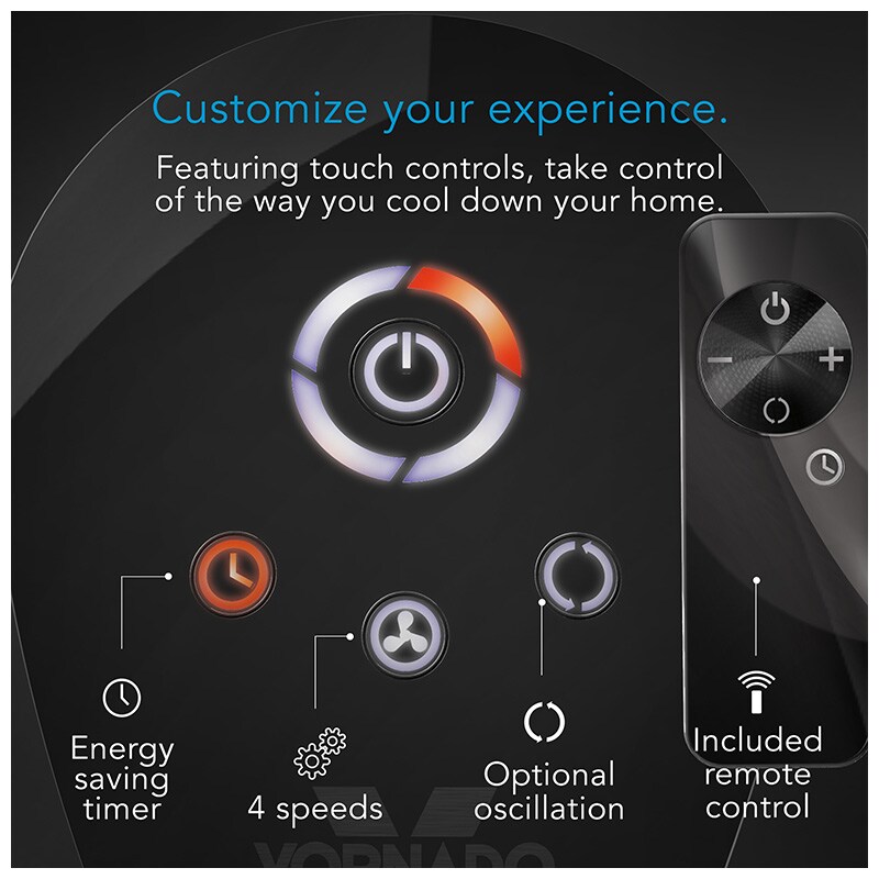 Vornado 37 in. Fan Oscillating Tower Fan- Black, , hires