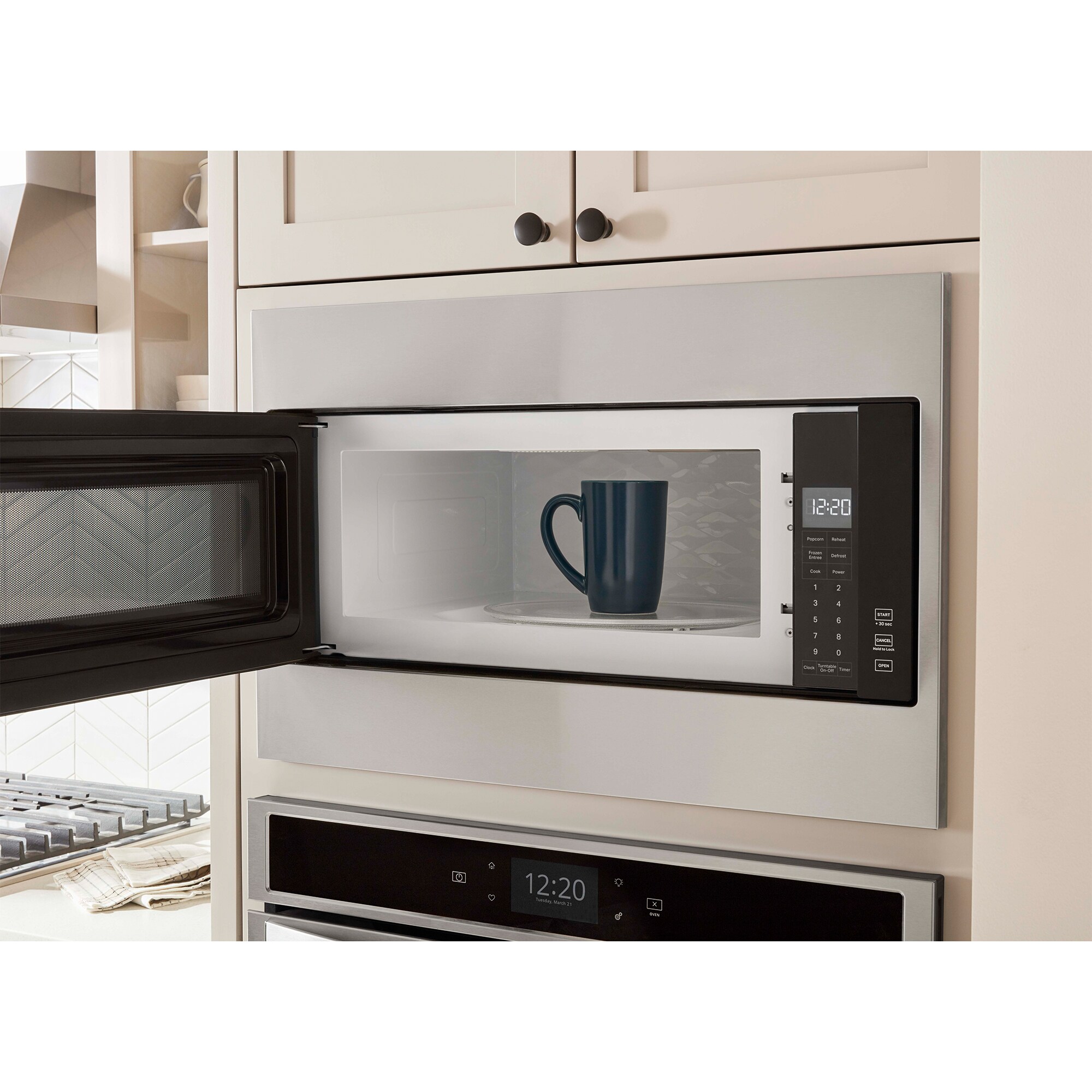 Whirlpool 30 in. 1.1 cu. ft. 1000W Low Profile Built-In Microwave - Stainless Steel, , hires