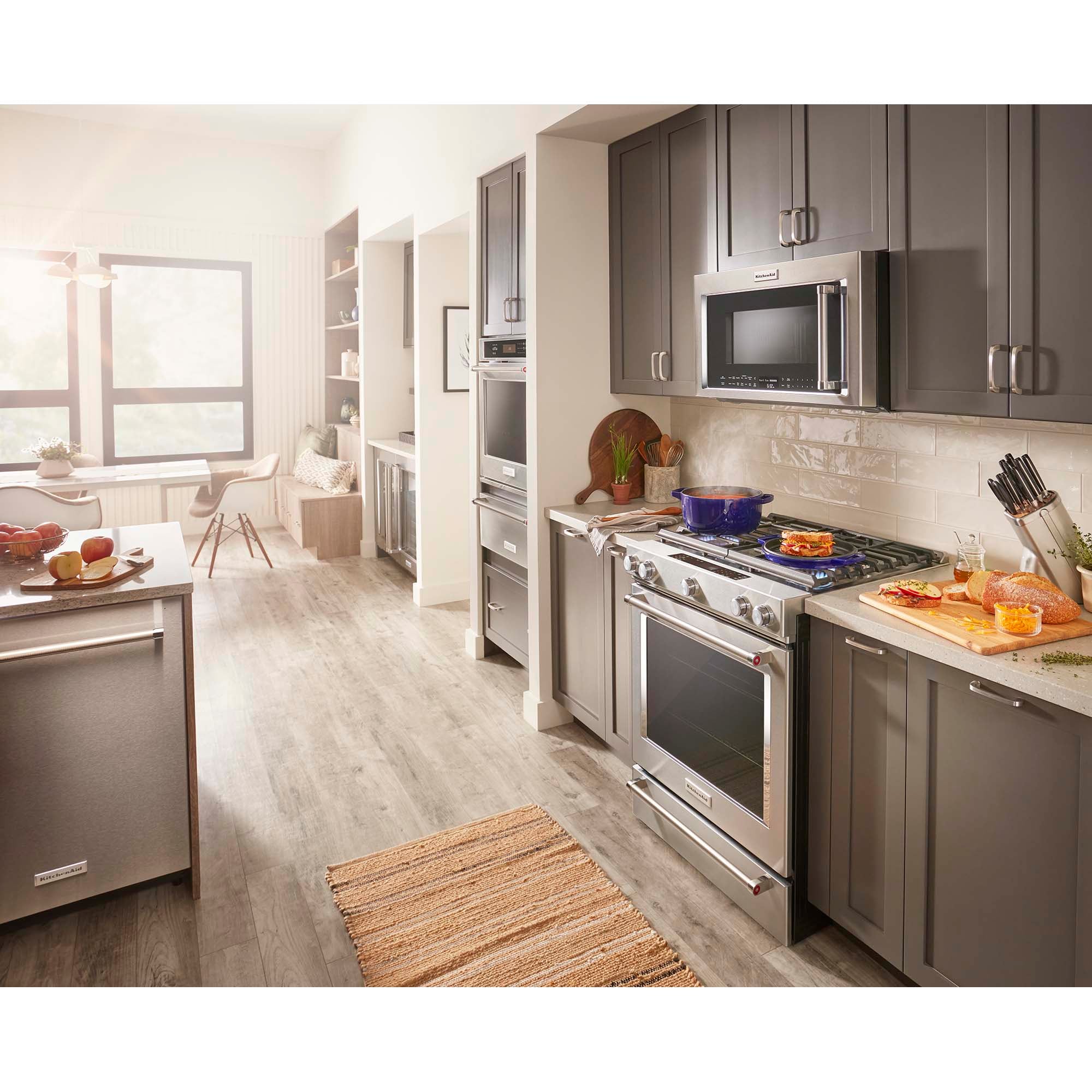 KitchenAid 30 in. 6.5 cu. ft. True European Convection Slide-In Gas Range with 5 Sealed Burners & Griddle - Stainless Steel, , hires