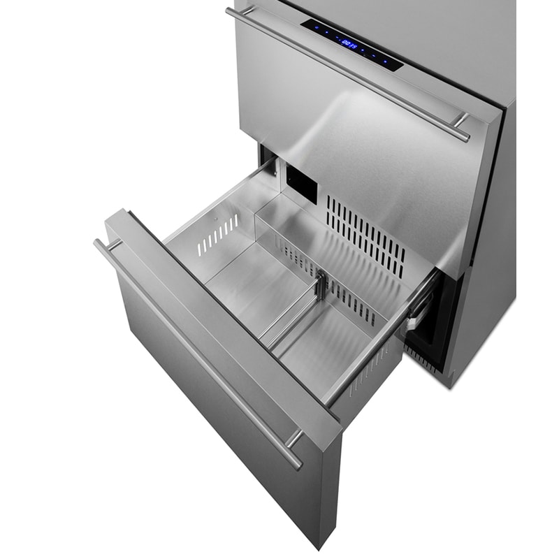 Summit 24 in. 3.3 cu. ft. Outdoor Double Refrigerator & Freezer Drawers - Stainless Steel/Panel Ready, , hires