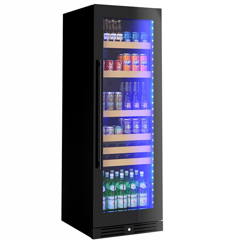 XO 24 in. Built-In/Freestanding 15.0 cu. ft. Beverage Center with Adjustable Shelves & Digital Control - Black Glass, , hires