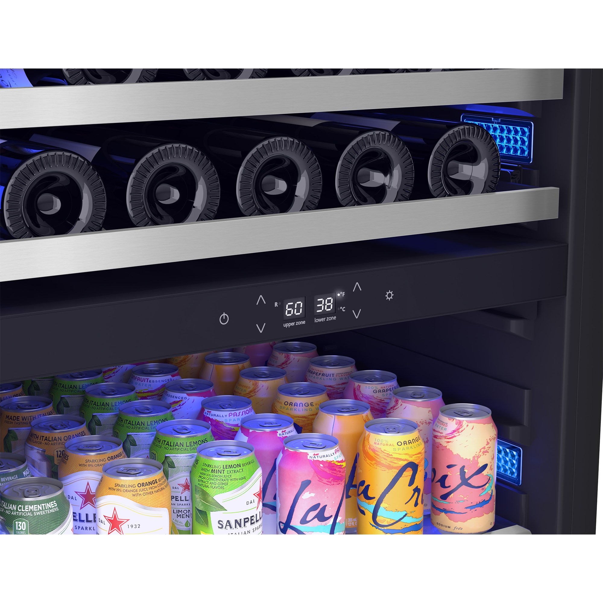 Zephyr Presrv Series 24 in. Wine Cooler with Wood Racks, Dual Temperature Zones & 59 Bottle Capacity - Stainless Steel, , hires