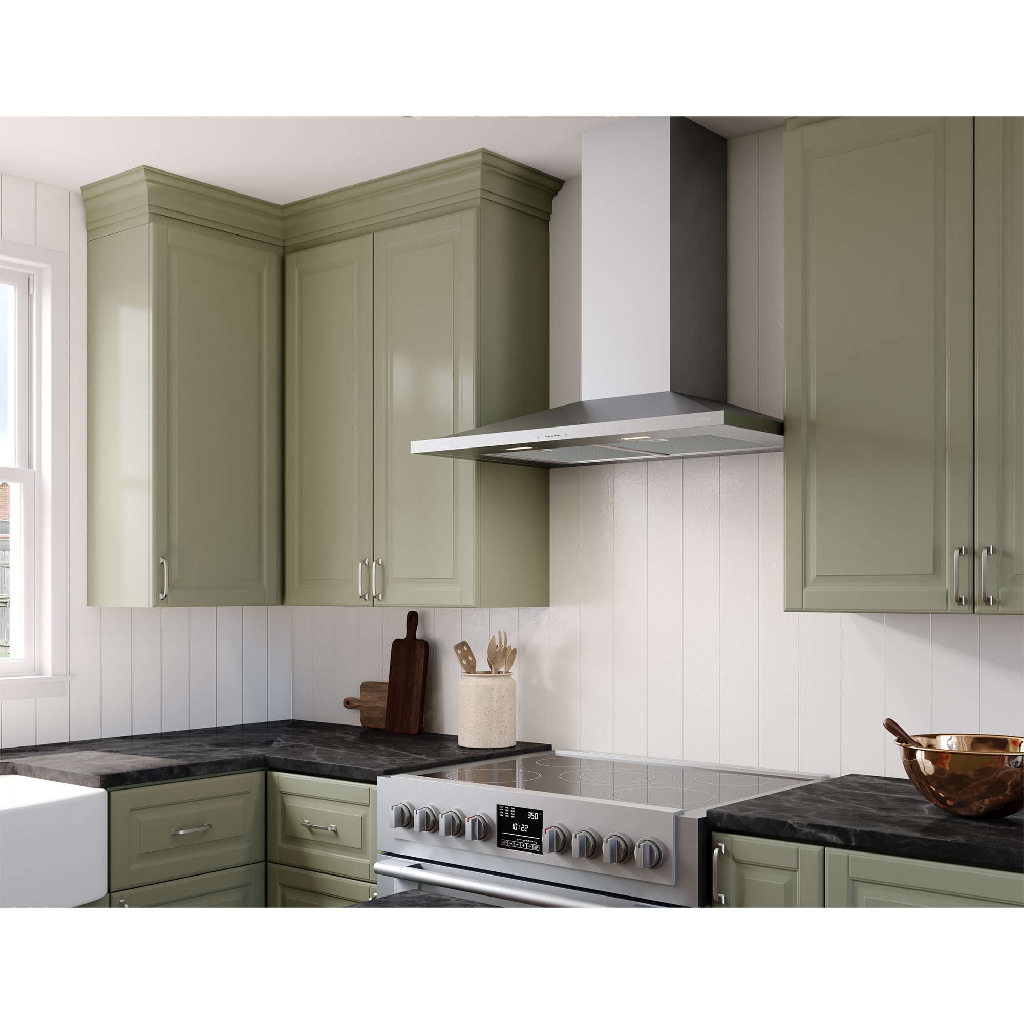 Zephyr Anzio Series 30 in. Chimney Style Range Hood with 5 Speeds, 600