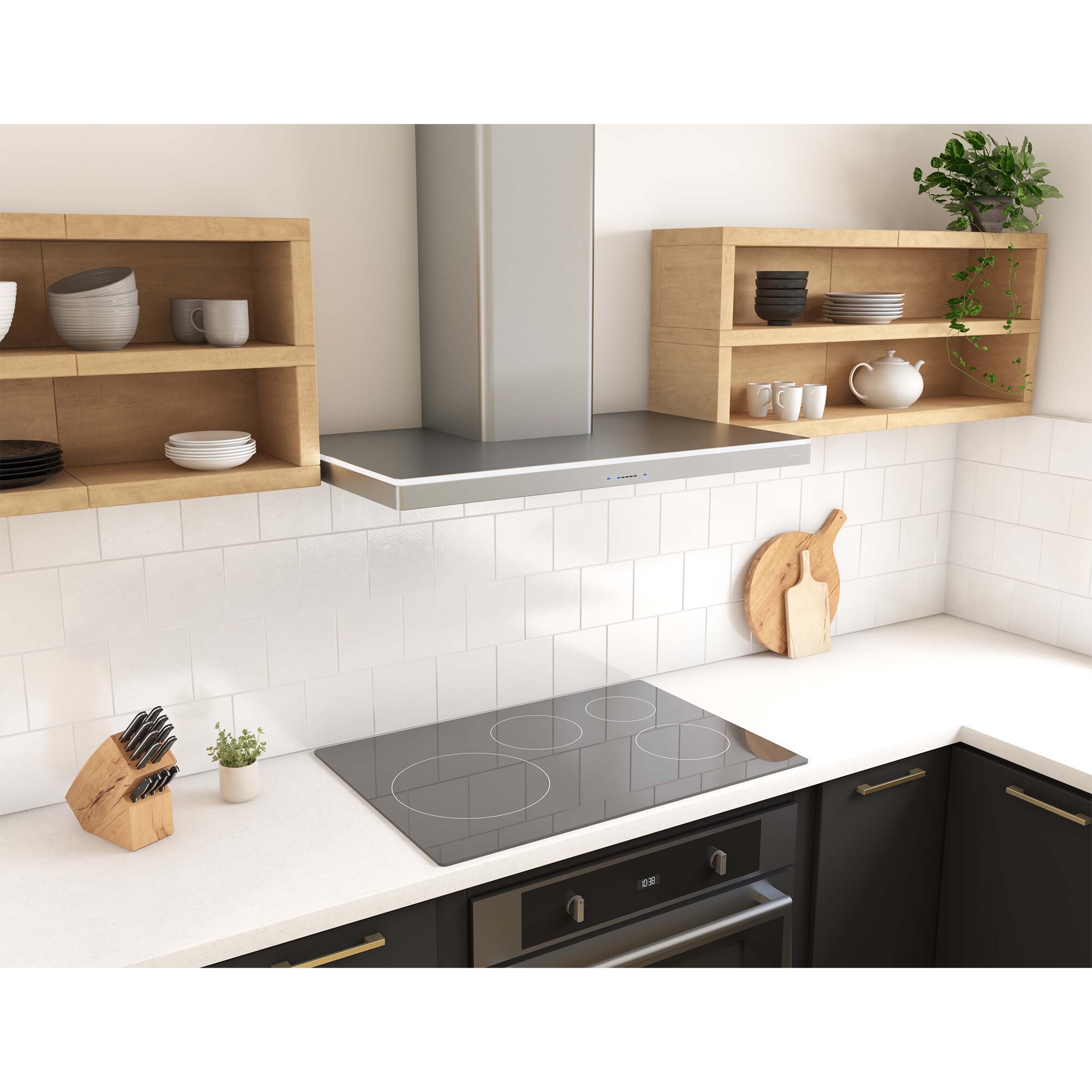 Zephyr Luce Series 36 in. Convertible Chimney Style Range Hood with 600 CFM, 5 Fan Speeds & 2 LED Lights - Stainless Steel, , hires