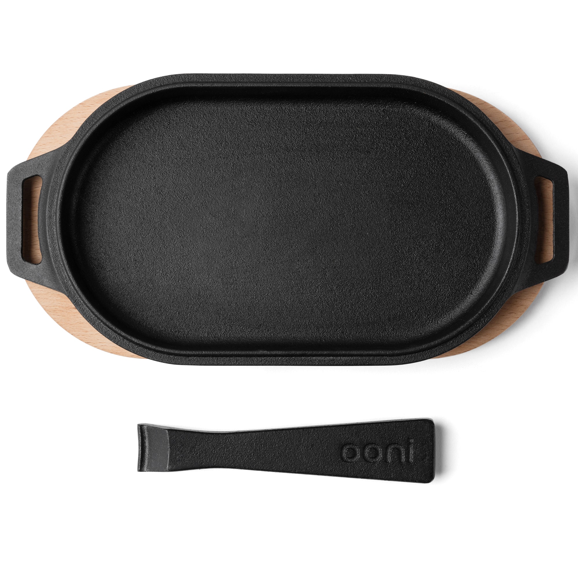 Ooni Cast Iron Sizzler Pan with Wooden Base, , hires