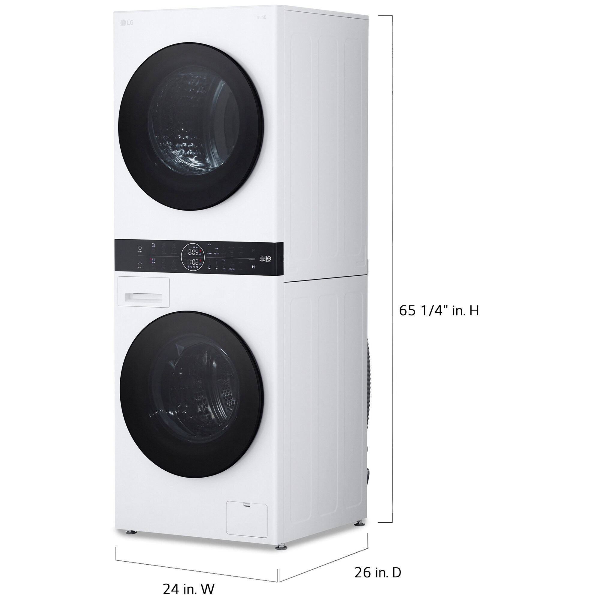 LG 24 in. 2.8 cu. ft. Smart Electric Front Load Ventless WashTower with Heat Pump, Center Control, Sensor Dry, Sanitize & Steam Cycle - White, , hires