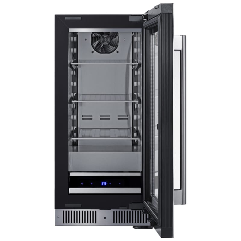 Summit 15 in. Built-In/Freestanding 1.9 cu. ft. Compact Bevrage Center with Adjustable Shelves & Digital Control - Stainless Steel, , hires