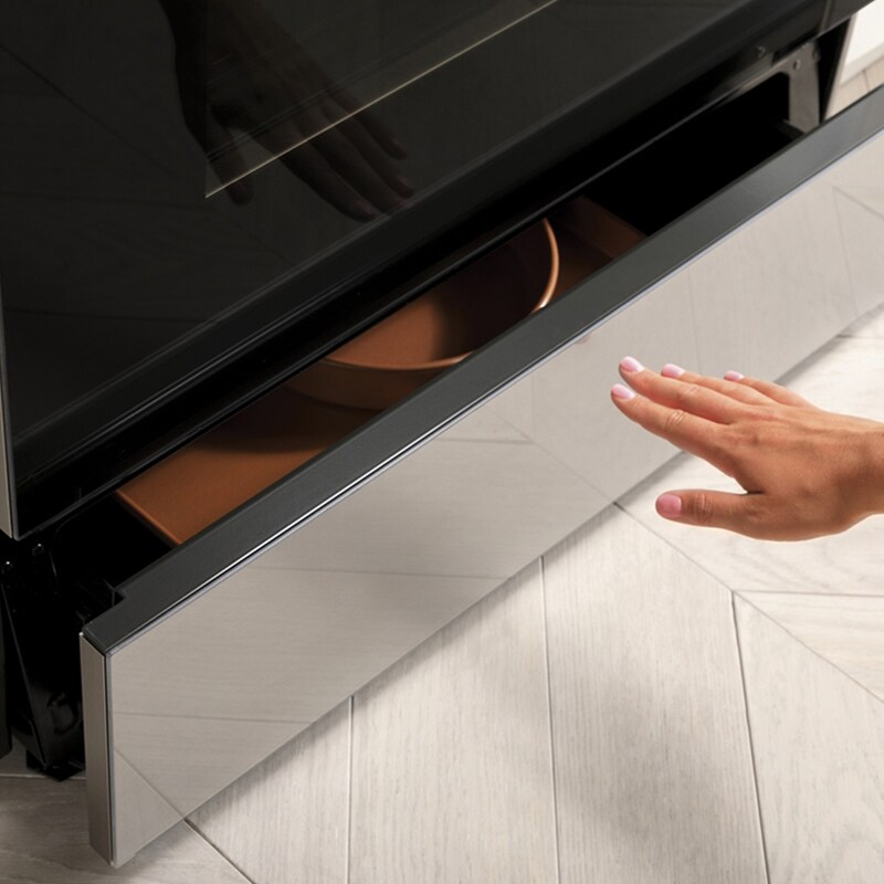 Cafe 30 in. 5.3 cu. ft. Smart Air Fry True European Convection Slide-In Electric Range with 5 Induction Burners - Platinum Glass, Platinum Glass, hires