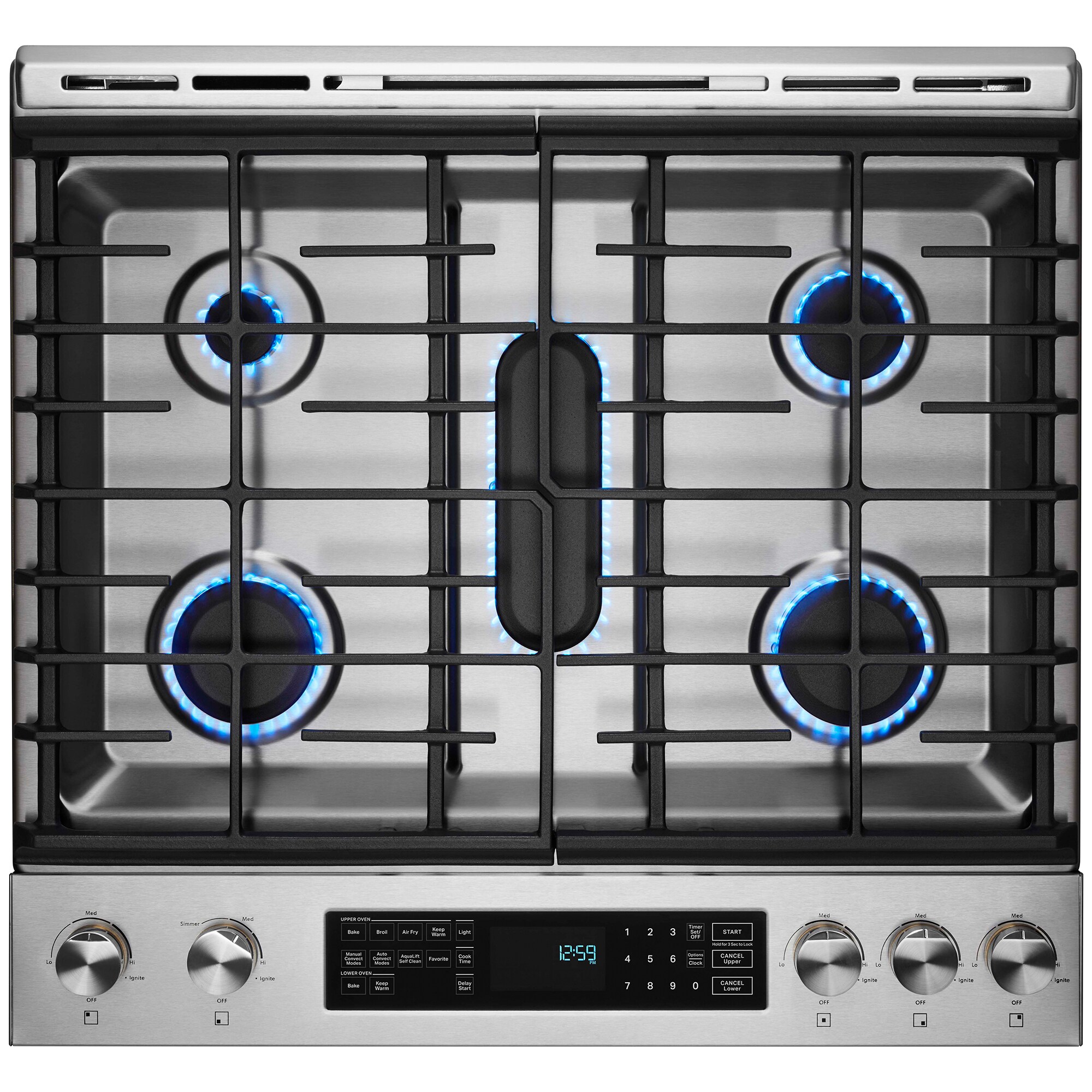 JennAir Rise Series 30 in. 6.4 cu. ft. Air Fry True European Convection Slide-In Gas Range with 5 Sealed Burners - Stainless Steel, , hires
