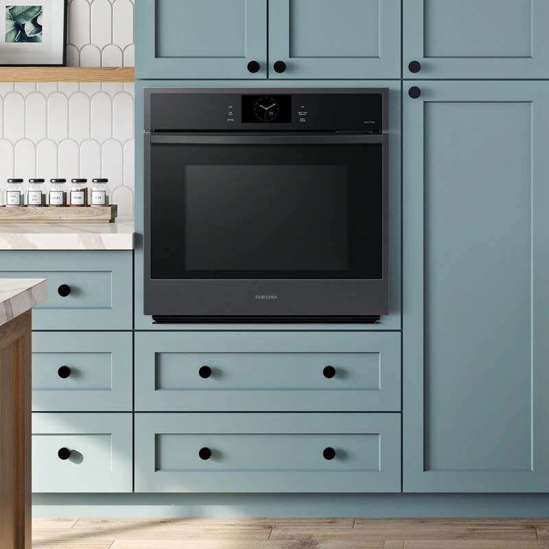 Samsung 30 in. 5.1 cu. ft. Smart Steam Electric Single Wall Oven with Dual Convection - Matte Black, , hires