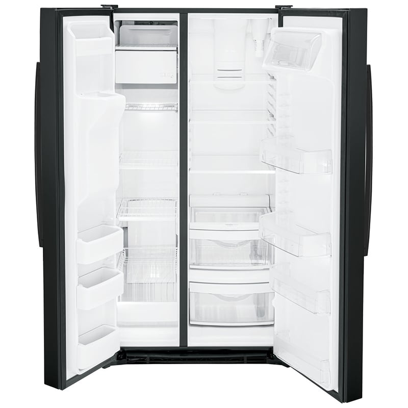 GE 36 in. 25.3 cu. ft. Energy Star Side-by-Side Refrigerator with External Ice & Water Dispenser - Black, Black, hires
