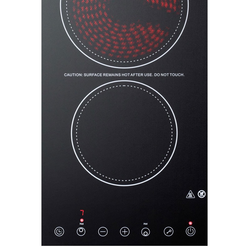 Summit 12 in. 2-Burner Electric Cooktop with Simmer Burner - Black, , hires
