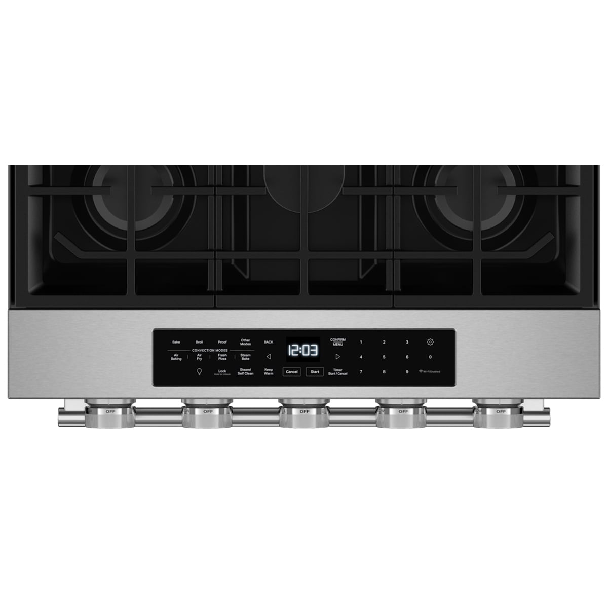 KitchenAid 30 in. 5.0 cu. ft. Smart Air-Fry True European Convection Steam Slide-In Gas Range with 5 Sealed Burners & Griddle - Fingerprint Resistant Stainless Steel, , hires