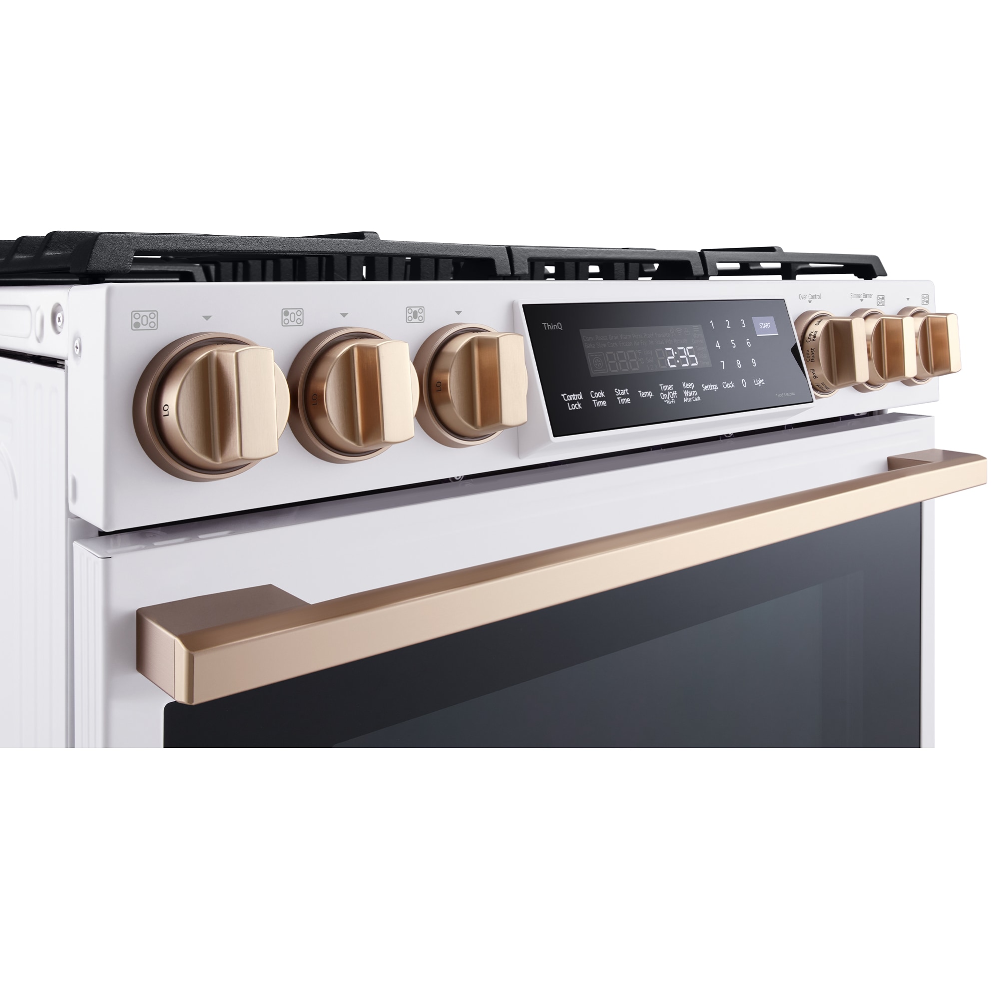 LG Studio 30 in. 6.3 cu. ft. Smart Air Fry True European Convection Slide-In Gas Range with 5 Sealed Burners & Griddle - Essence White, , hires