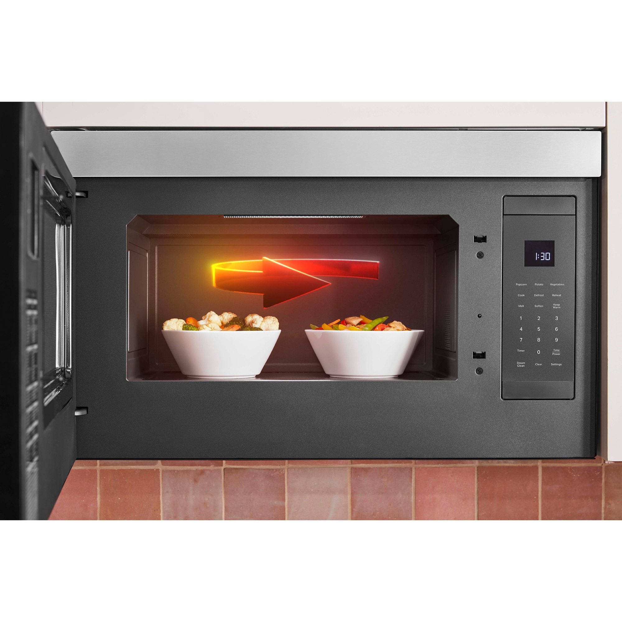 KitchenAid 30 in. 1.1 cu. ft. 1000W Over-the-Range Microwave with 400 CFM & Sensor Cooking - Stainless Steel with PrintShield Finish, Stainless Steel with PrintShield Finish, hires