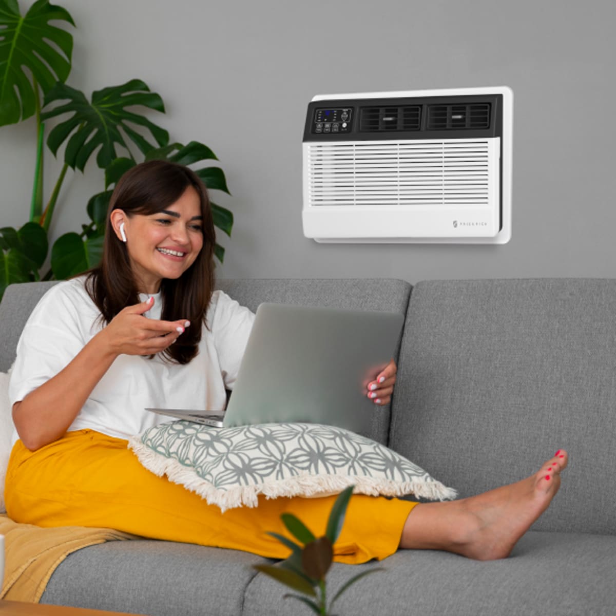 Friedrich Uni-Fit Series 14,000 BTU 230V Smart Through-the-Wall Air Conditioner with Electric Heat, 3 Fan Speeds, Remote Control - White, , hires