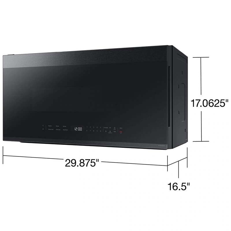 Samsung Bespoke 30 in. 2.1 cu. ft. 1000W Smart Over-the-Range Microwave with 400 CFM & Sensor Cooking - Matte Black Steel, Matte Black Steel, hires