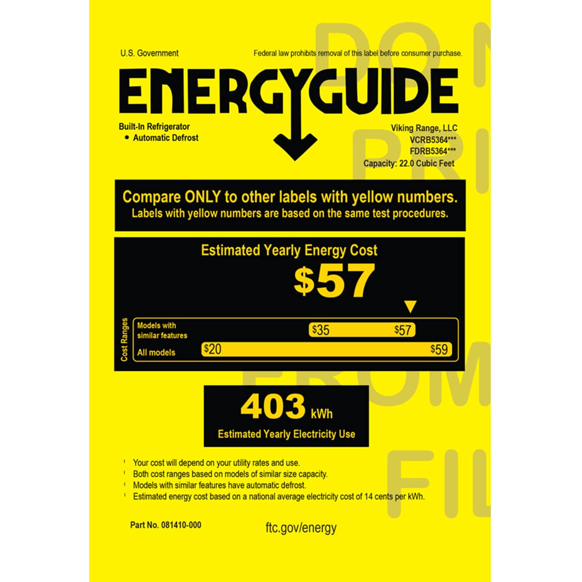 Viking 5 Series 36 in. 22.0 cu. ft. Built-In Counter Depth Freezerless Refrigerator - Custom Panel Ready, , hires