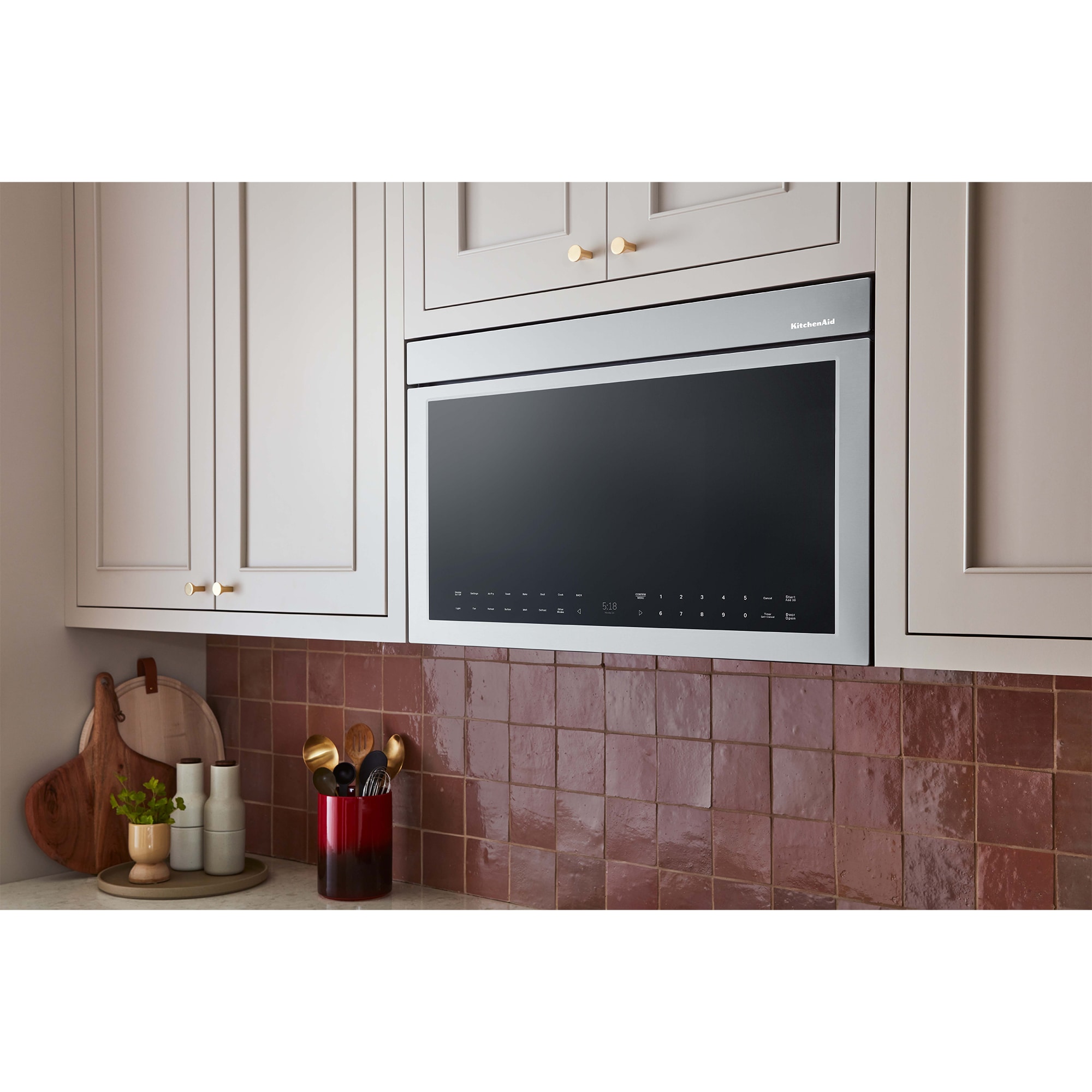 KitchenAid 30 in. 1.1 cu. ft. 950W Smart Over-the-Range Microwave with 400 CFM, Convection & Sensor Cooking - Stainless Steel, Stainless Steel, hires