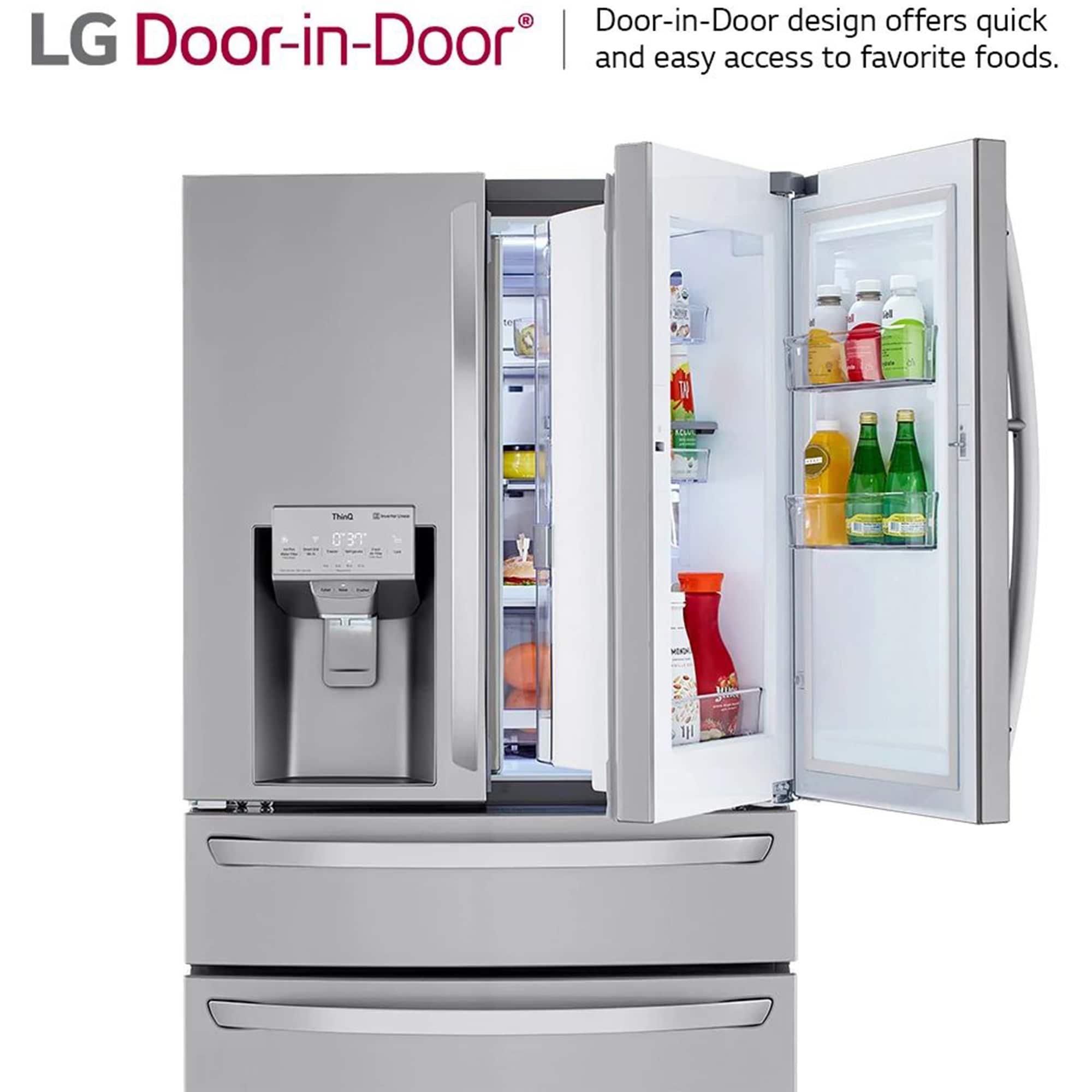 LG 36 in. 22.5 cu. ft. Smart Counter Depth 4-Door French Door Refrigerator with Ice & Water Dispenser - PrintProof Stainless Steel, PrintProof Stainless Steel, hires