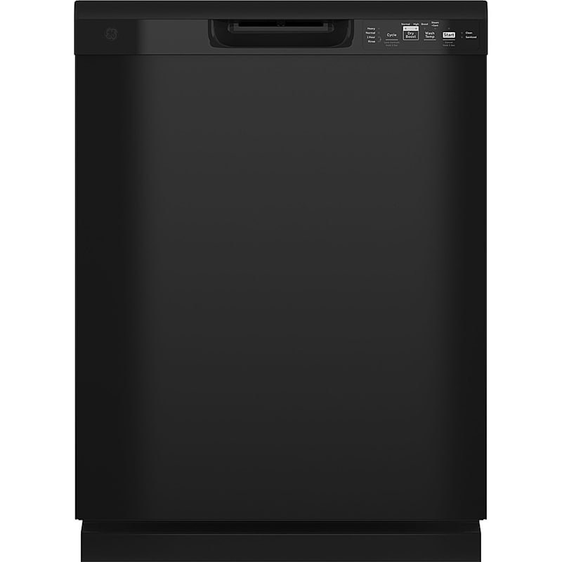 GE 24 in. Front Control Flush-Mount Dishwasher with 55 dBa Sound Level, Dry Boost & Pocket Handle - Black, Black, hires