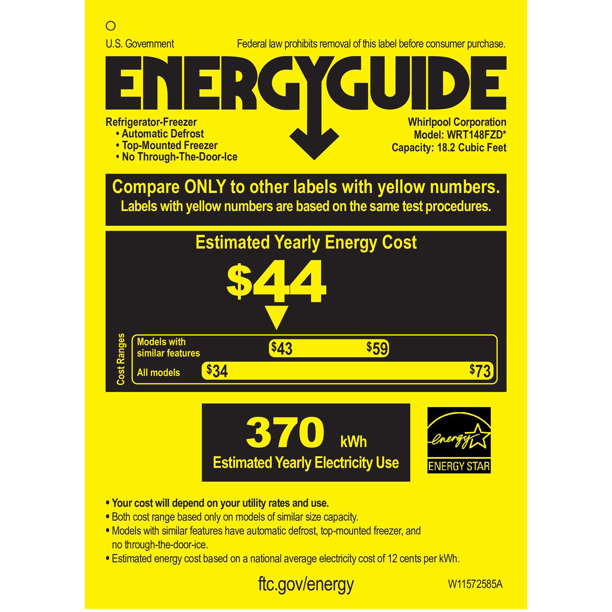 Whirlpool 30 in. 18.2 cu. ft. Top Freezer Refrigerator - Monochromatic Stainless Steel, Monochromatic Stainless Steel, hires