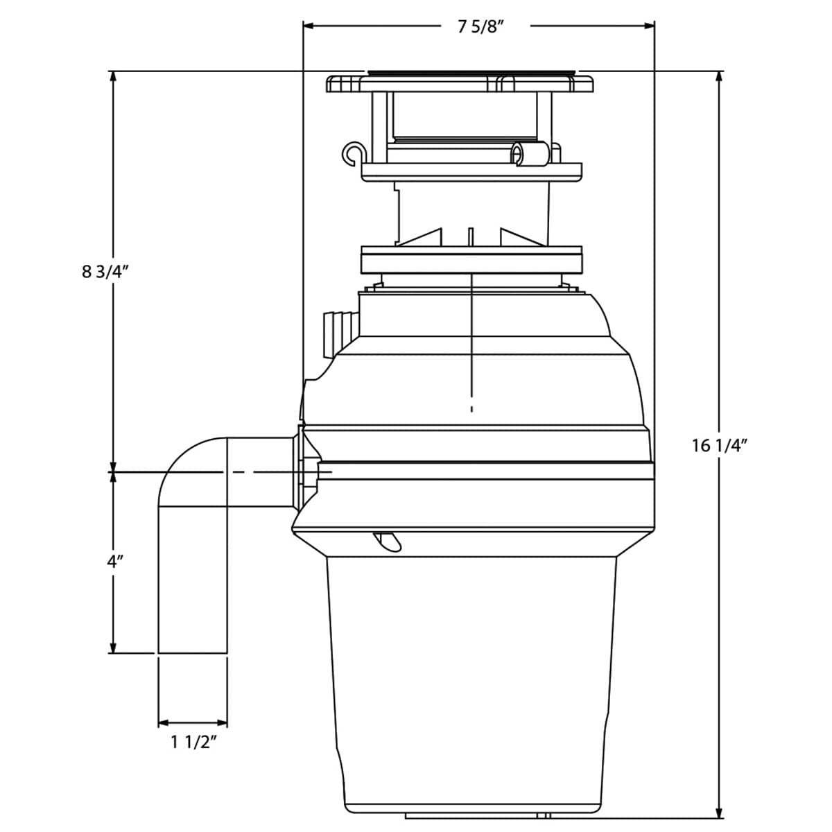 XO 1 HP Batch Feed Waste Disposer with 3 Bolt Mount, 2500 RPM, Anti-Jam & Noise Reducing Insulation - Stainless Steel, , hires