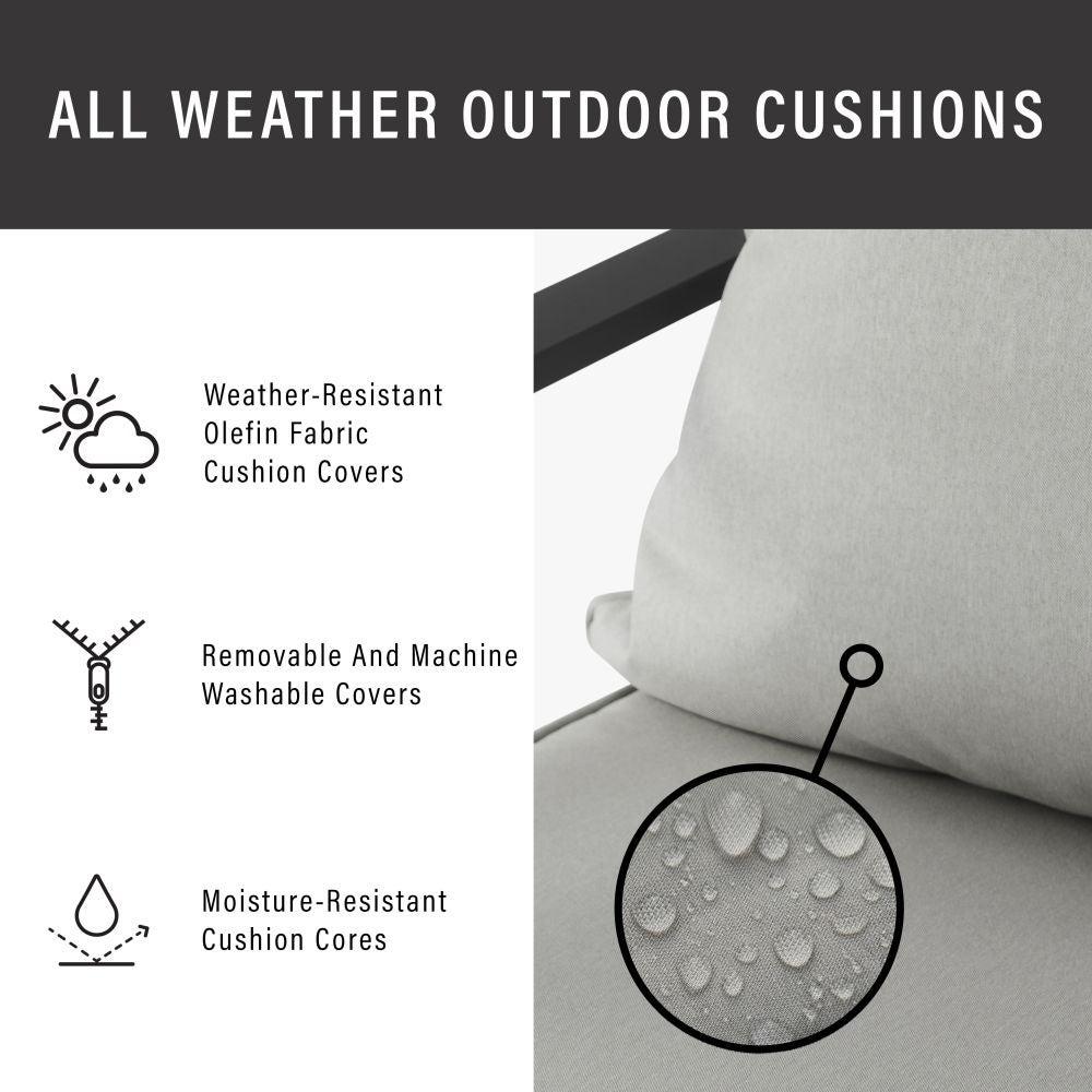 Crosley Otto 7-Piece Outdoor Dining Set Matte Black with Faux Wood Top and Two Swivel Chairs, , hires