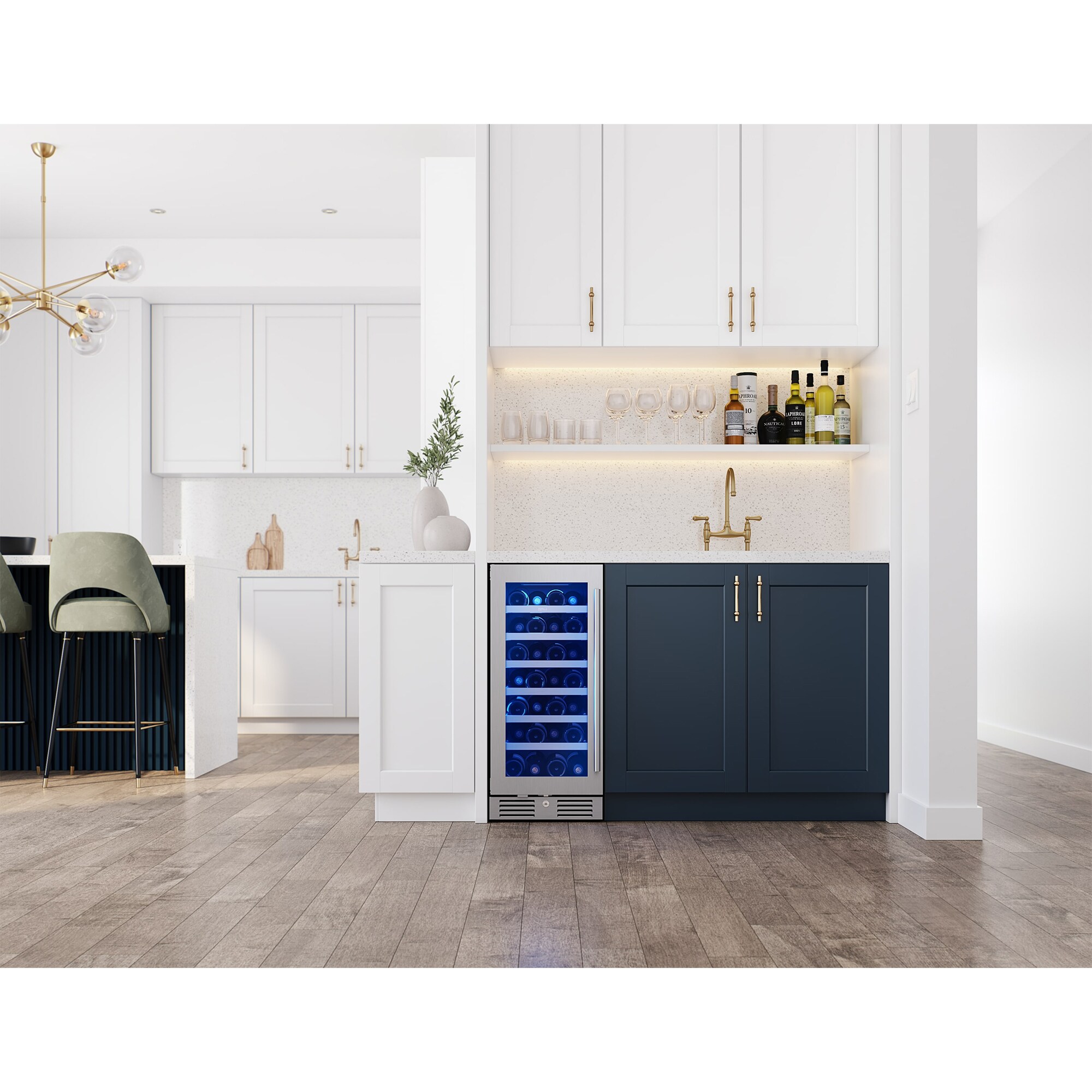 Zephyr Presrv Series 15 in. Undercounter Wine Cooler with Wood Racks, Single Temperature Zone & 27 Bottle Capacity - Stainless Steel, , hires