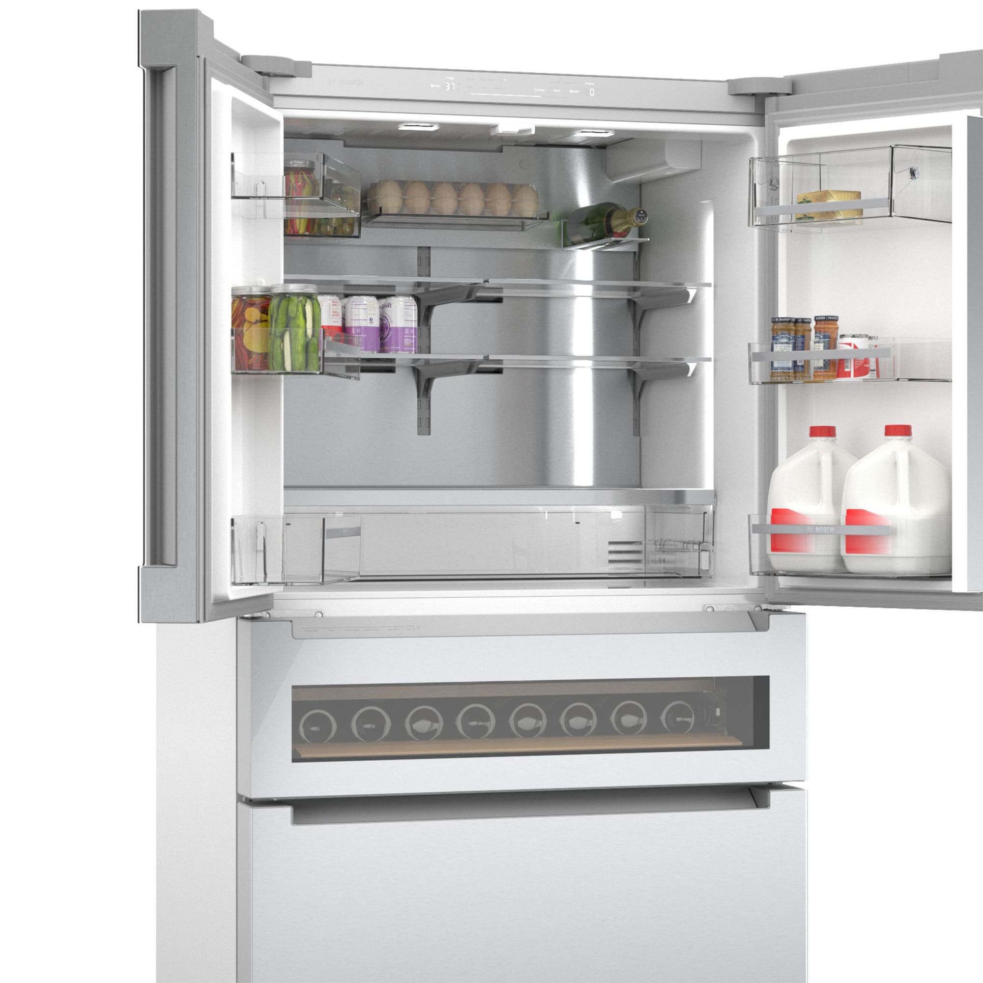 Bosch 800 Series 36 in. 20.5 cu. ft. Smart Counter Depth 4-Door French Door Refrigerator with Internal Water Dispenser - Stainless Steel, , hires