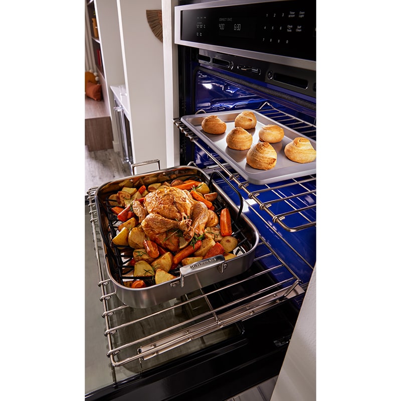 KitchenAid 27 in. 4.3 cu. ft. Smart Electric Single Wall Oven with True European Convection - Black Stainless Steel with PrintShield Finish, , hires