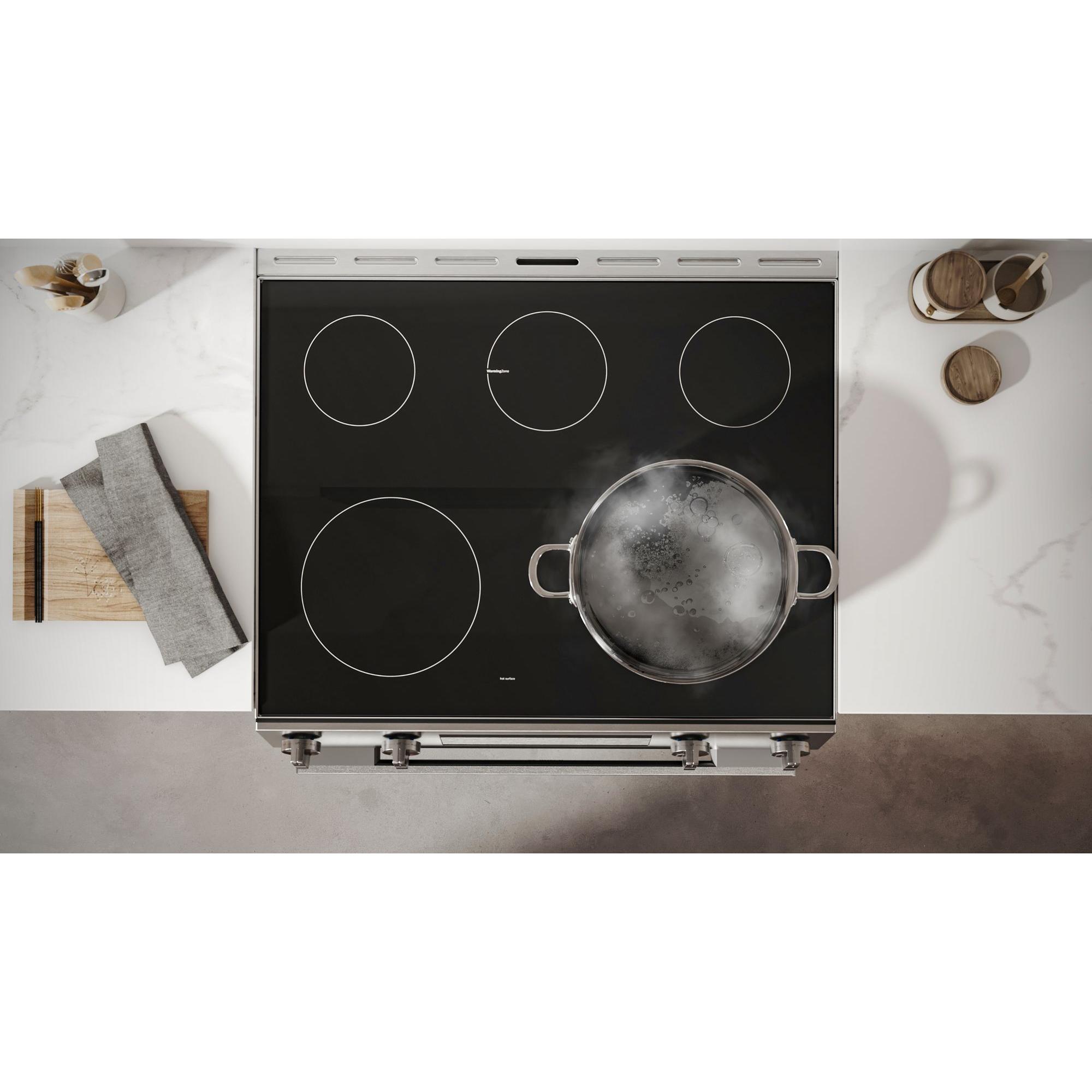 Bosch 100 Series 30 in. 5.8 cu. ft. Air Fry Standard Convection Slide-In Electric Range with Smoothtop Burners - Stainless Steel, , hires
