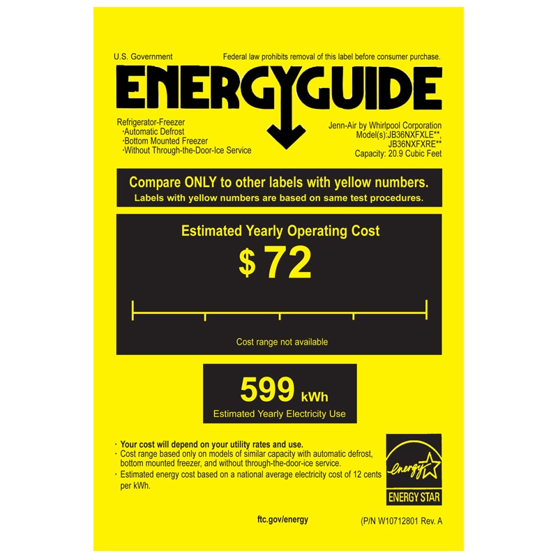 JennAir 36 in. Left-Hinged Built-In 20.9 cu. ft. Counter Depth Bottom Freezer Refrigerator - Custom Panel Ready, , hires