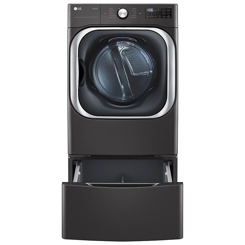 LG 29 in. 9.0 cu. ft. Smart Stackable Electric Dryer with Built-In Intelligence, TurboSteam Technology & Sensor Dry - Black Steel, Black Steel, hires