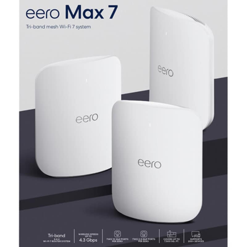 EERO Max 7 BE20800 Wireless Tri-Band Multi-Gig 3-Piece Mesh Wi-Fi 7 System - White, , hires