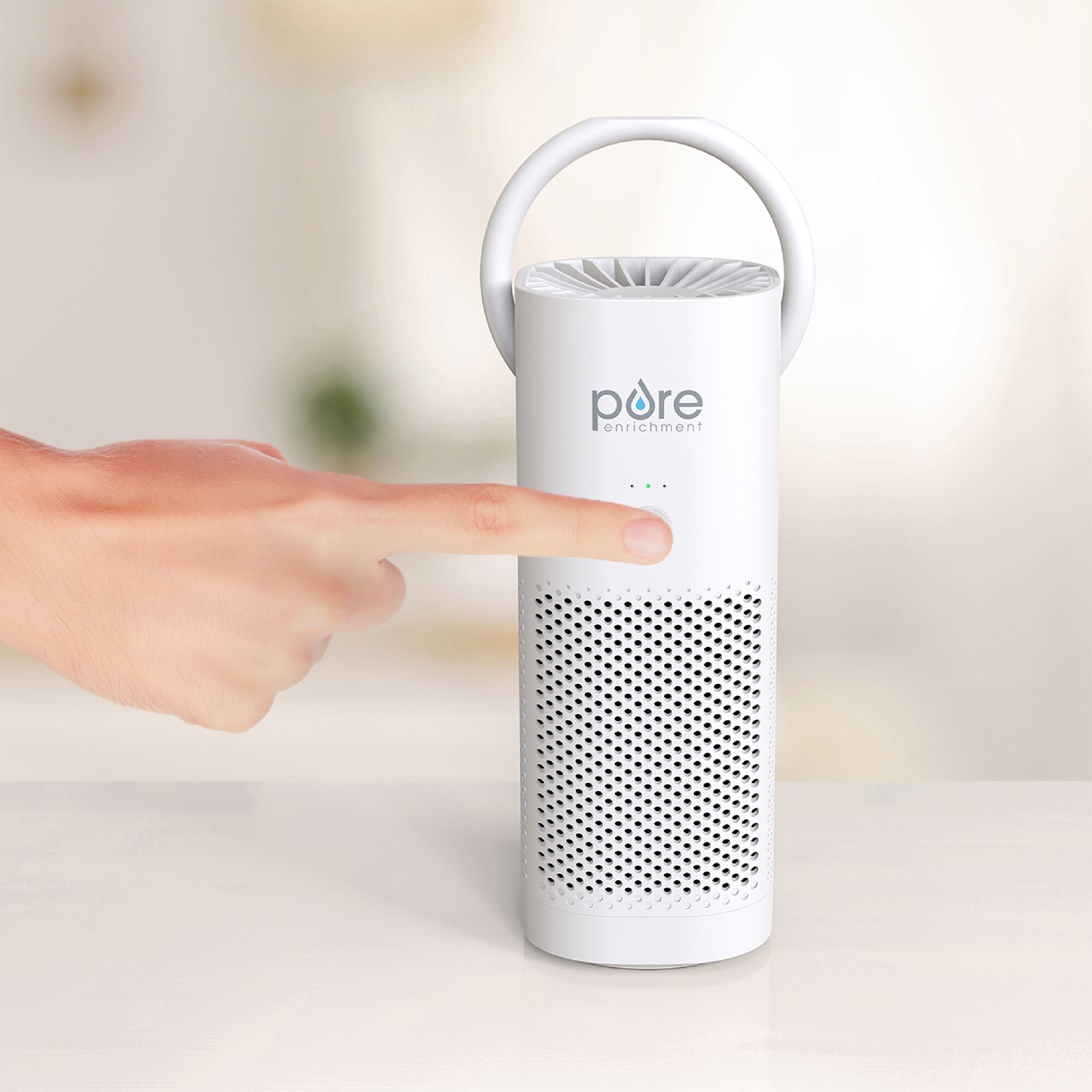 Pure Enrichment 4 in. HEPA Air Purifier with 2 Stages of Filtration, 3 Fan Settings - White, , hires