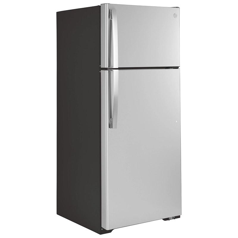GE 28 in. 17.5 cu. ft. Top Freezer Refrigerator - Fingerprint Free Stainless Steel, Fingerprint Resistant Stainless, hires