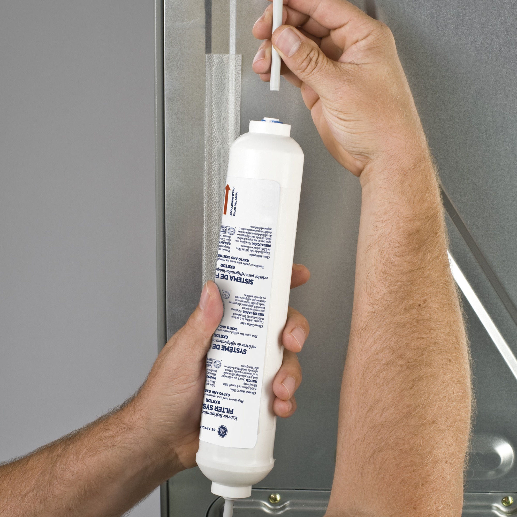 GE In-Line Water Filtration System for Refrigerators or Icemakers - White, , hires