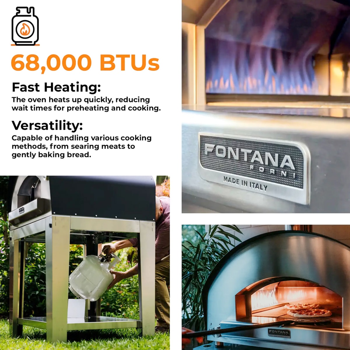 Fontana Firenze Hybrid Gas & Wood Pizza Oven - Stainless Steel, , hires