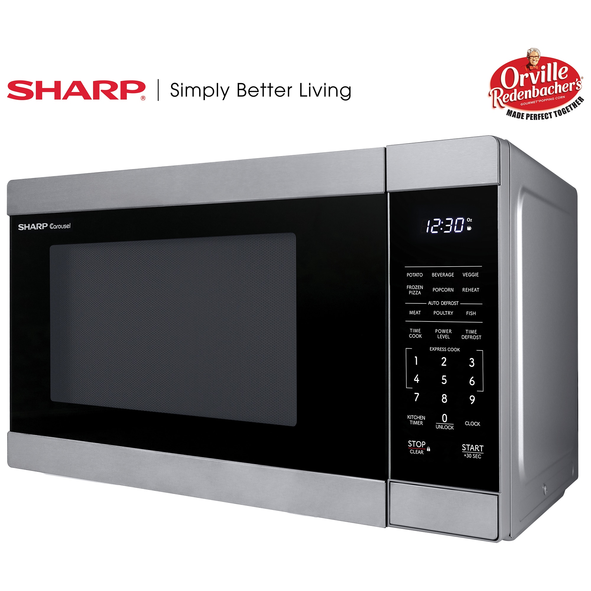 Sharp 21 in. 1.1 cu. ft. 1000W Countertop Microwave - Stainless Steel, , hires