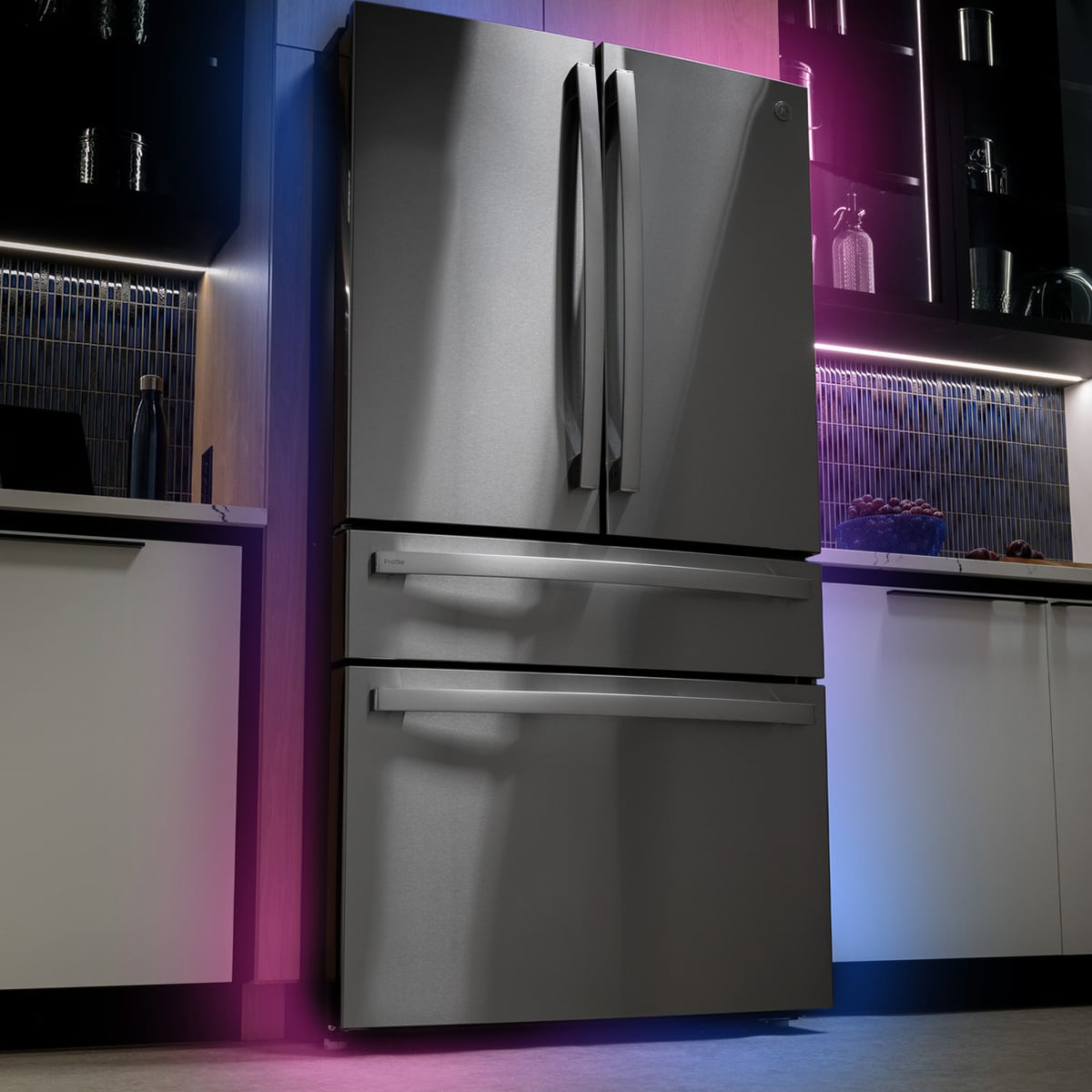 GE Profile 36 in. 28.7 cu. ft. Smart 4-Door French Door Refrigerator with Internal Water Dispenser - Fingerprint Resistant Stainless, , hires